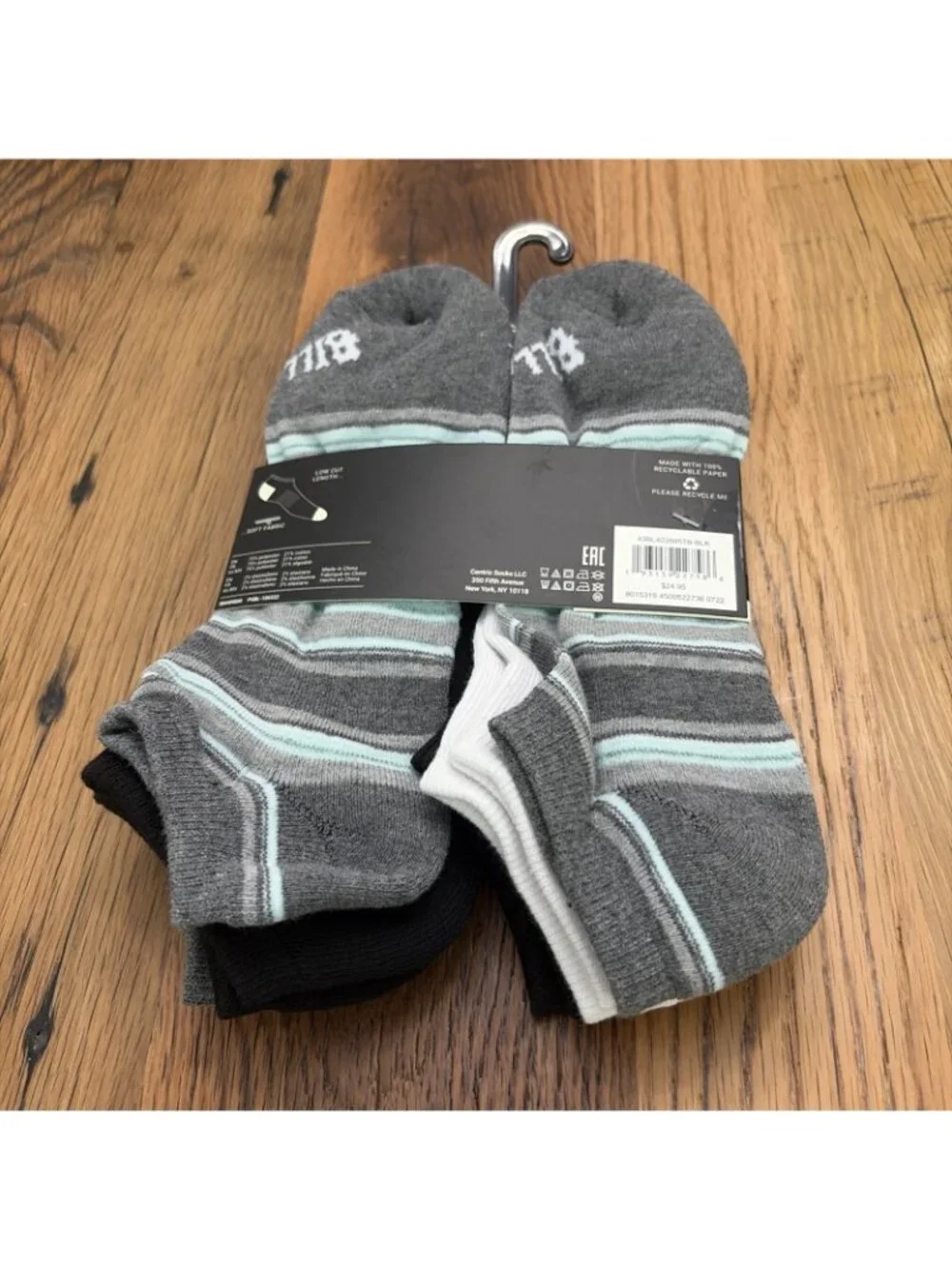 Men’s Billabong Low Cut Socks Assorted Design  5 Pairs Beachy Skater
